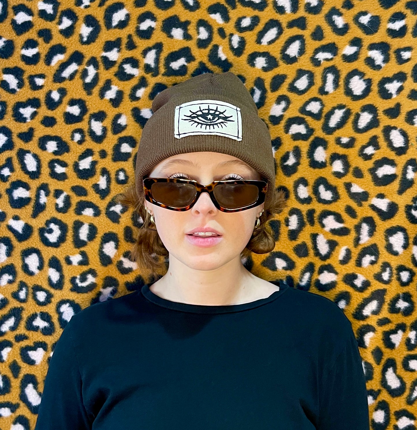 THIRD EYE BEANIE- BROWN/ PATCH
