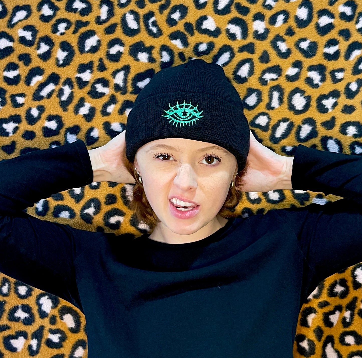 THIRD EYE BEANIE- BLUE GREEN/ EMBROIDERY 2023