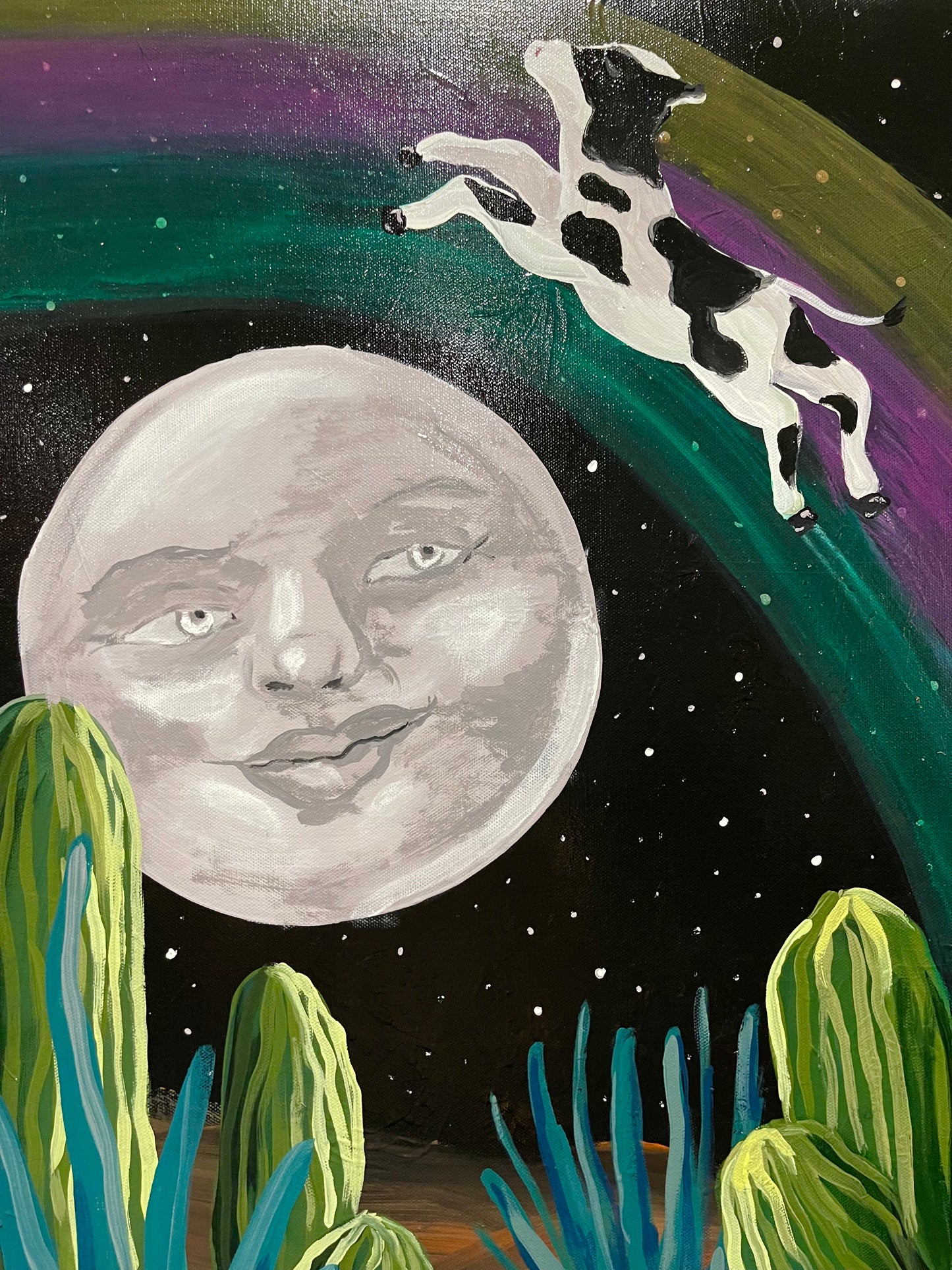 'And the Cow Jumped Over the Moon' Original PAINTING