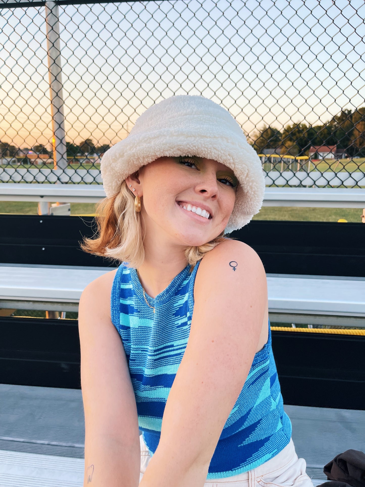 White Plush Bucket Hat