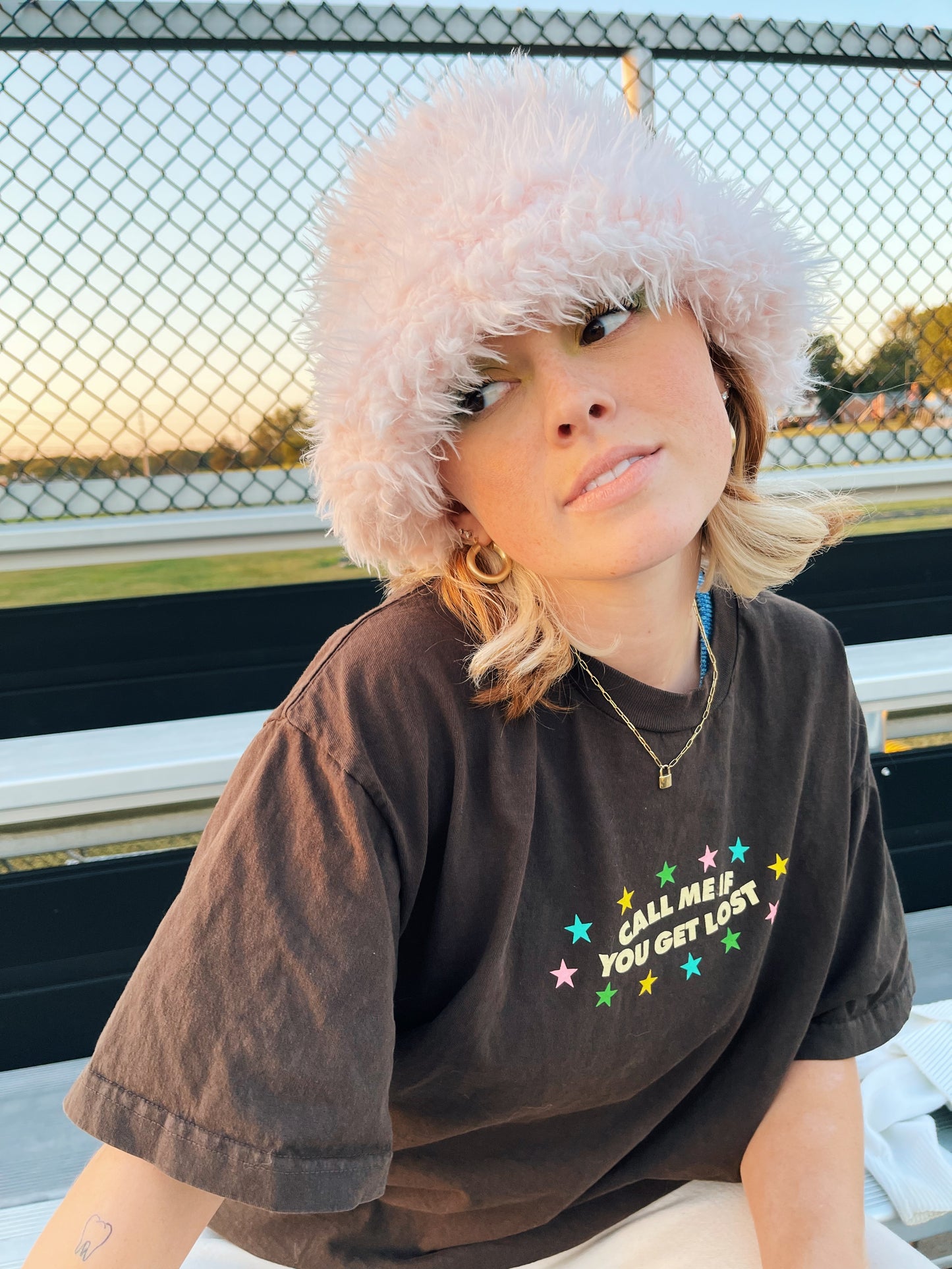 Shaggy Pink Bucket Hat