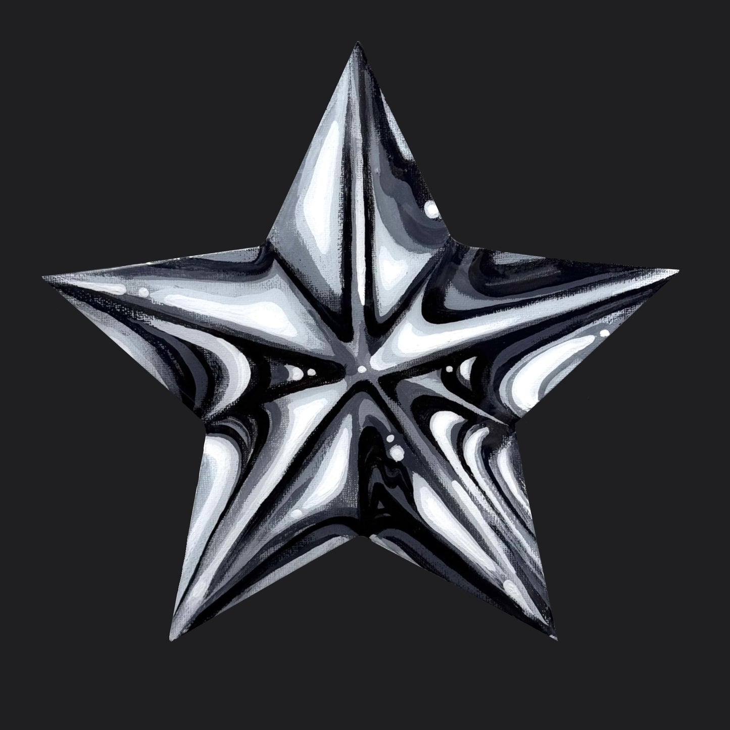 BLACK/WHITE STAR CANVAS PAINTING