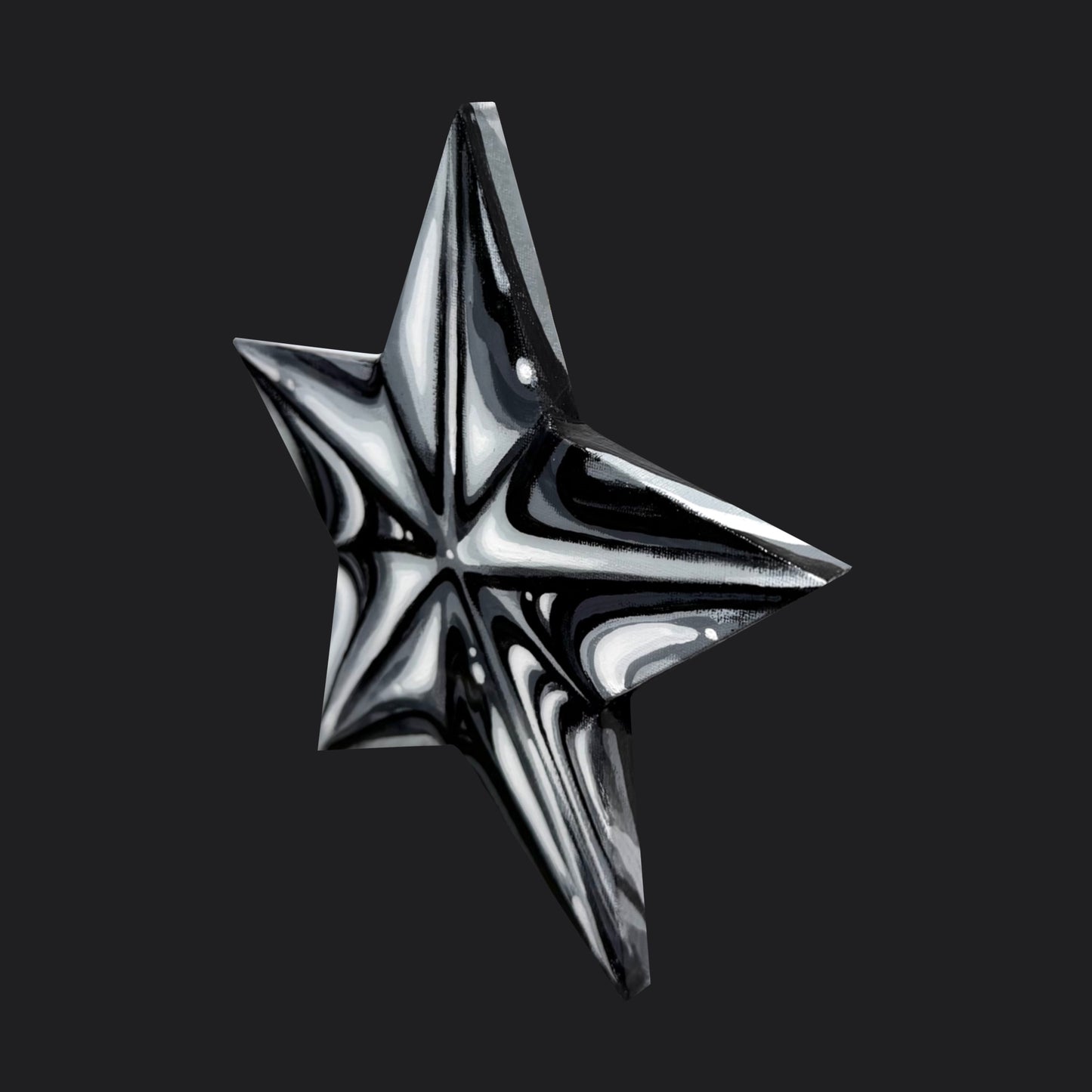 BLACK/WHITE STAR CANVAS PAINTING